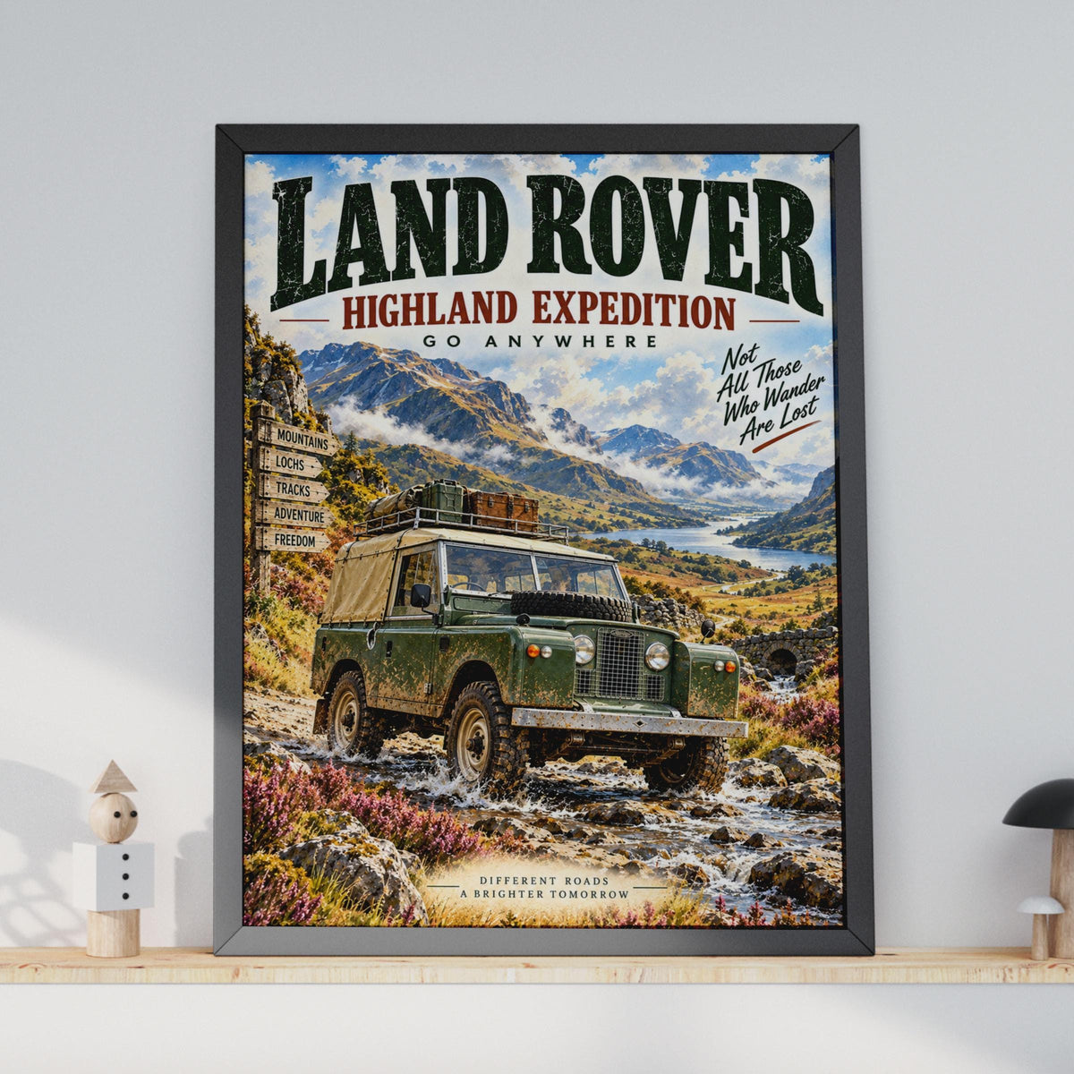 Land Rover Highland Expedition Poster, Vintage 4x4 Off-Road Wall Art (A4)