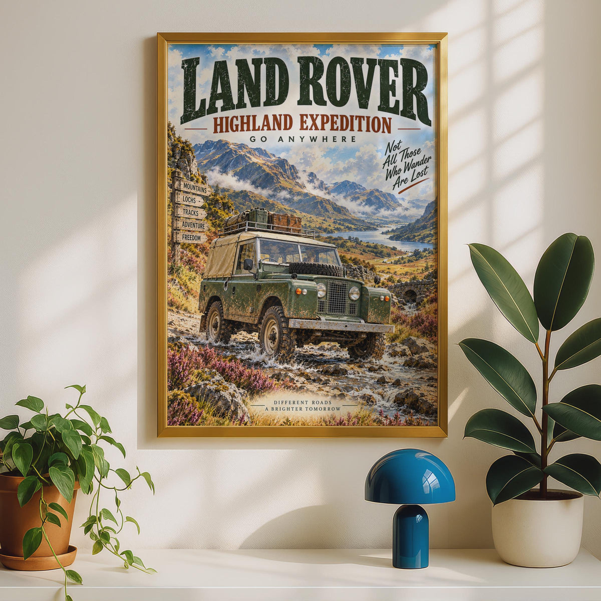 Land Rover Highland Expedition Poster, Vintage 4x4 Off-Road Wall Art (A4)