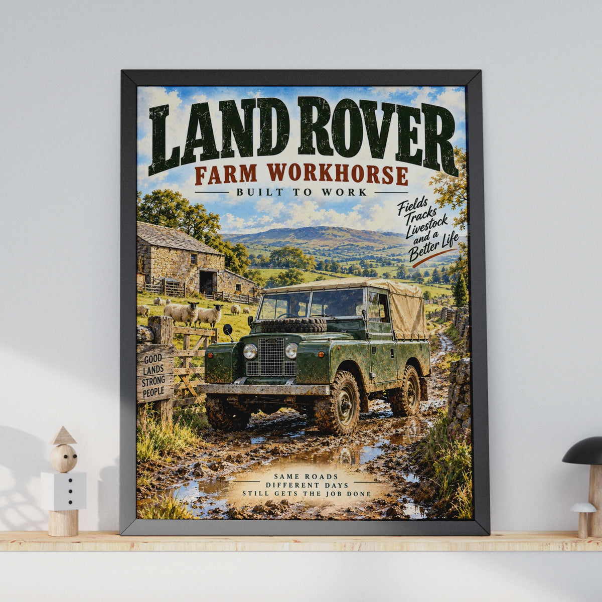 Land Rover Series One Farm Workhorse Poster, Retro Countryside Wall Art (A4)