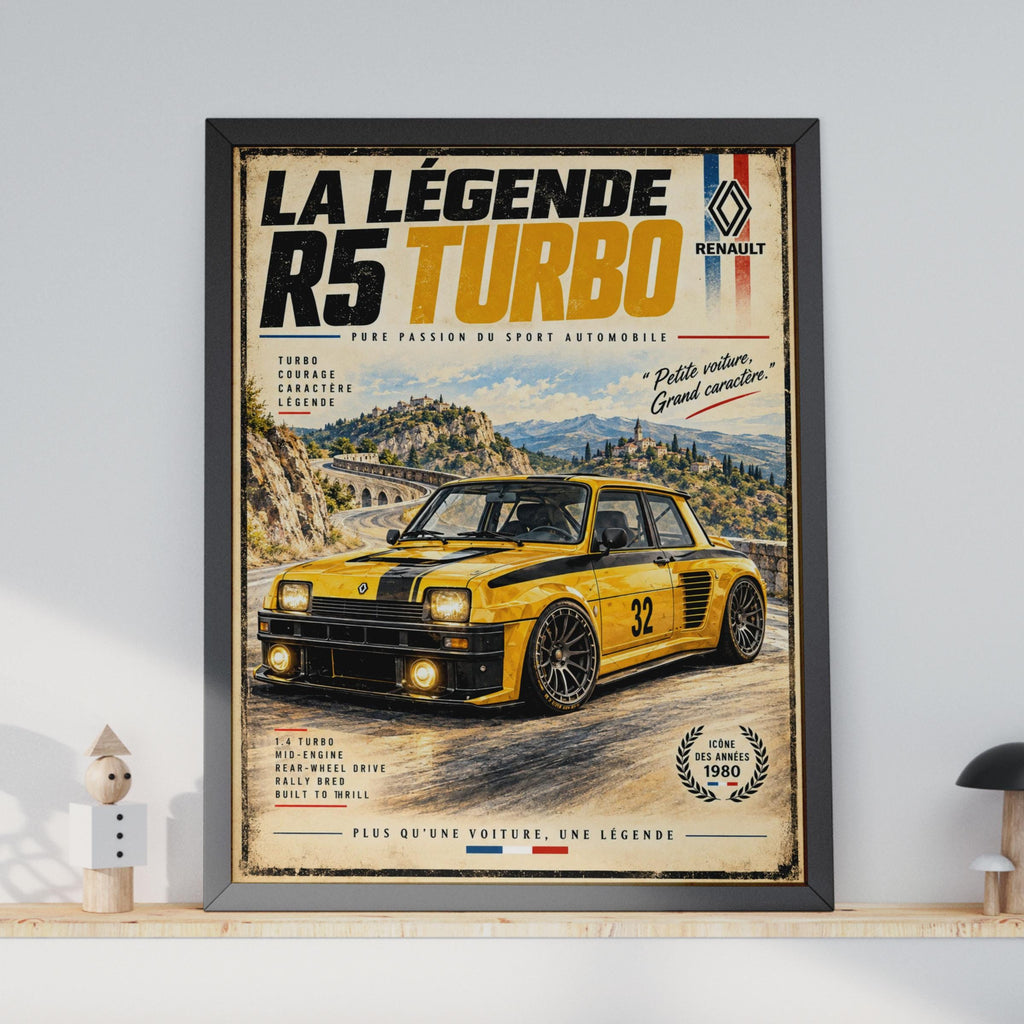 Renault 5 Turbo Rally Poster, 1980s French Racing Car Art (Print)
