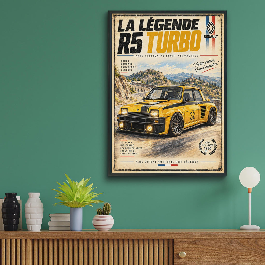 Renault 5 Turbo Rally Poster, 1980s French Racing Car Art (Print)