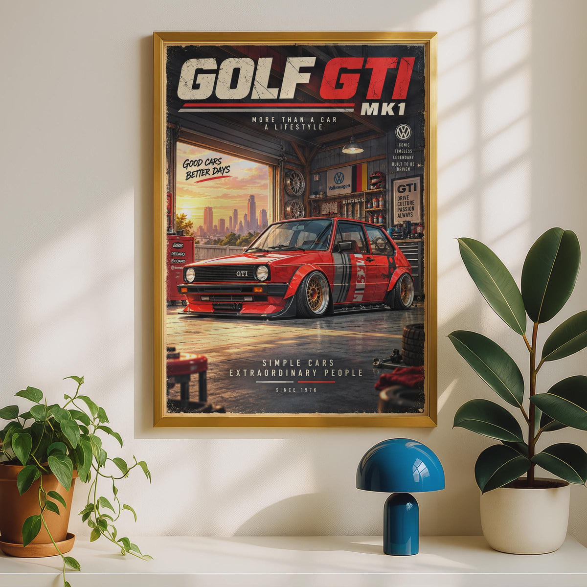 VW Golf GTI MK1 Poster, Retro Garage Art, Car Enthusiast Gift (A4)