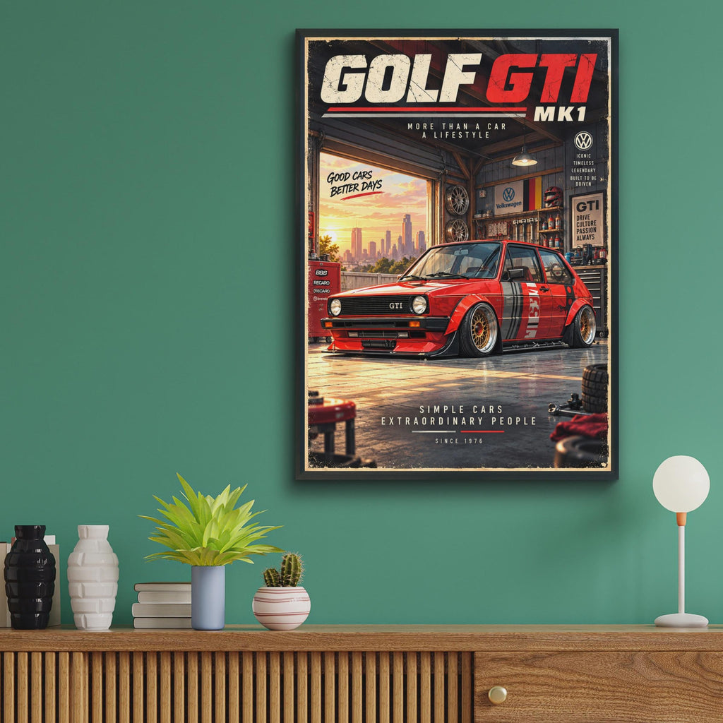 VW Golf GTI MK1 Poster, Retro Garage Art, Car Enthusiast Gift (A4)