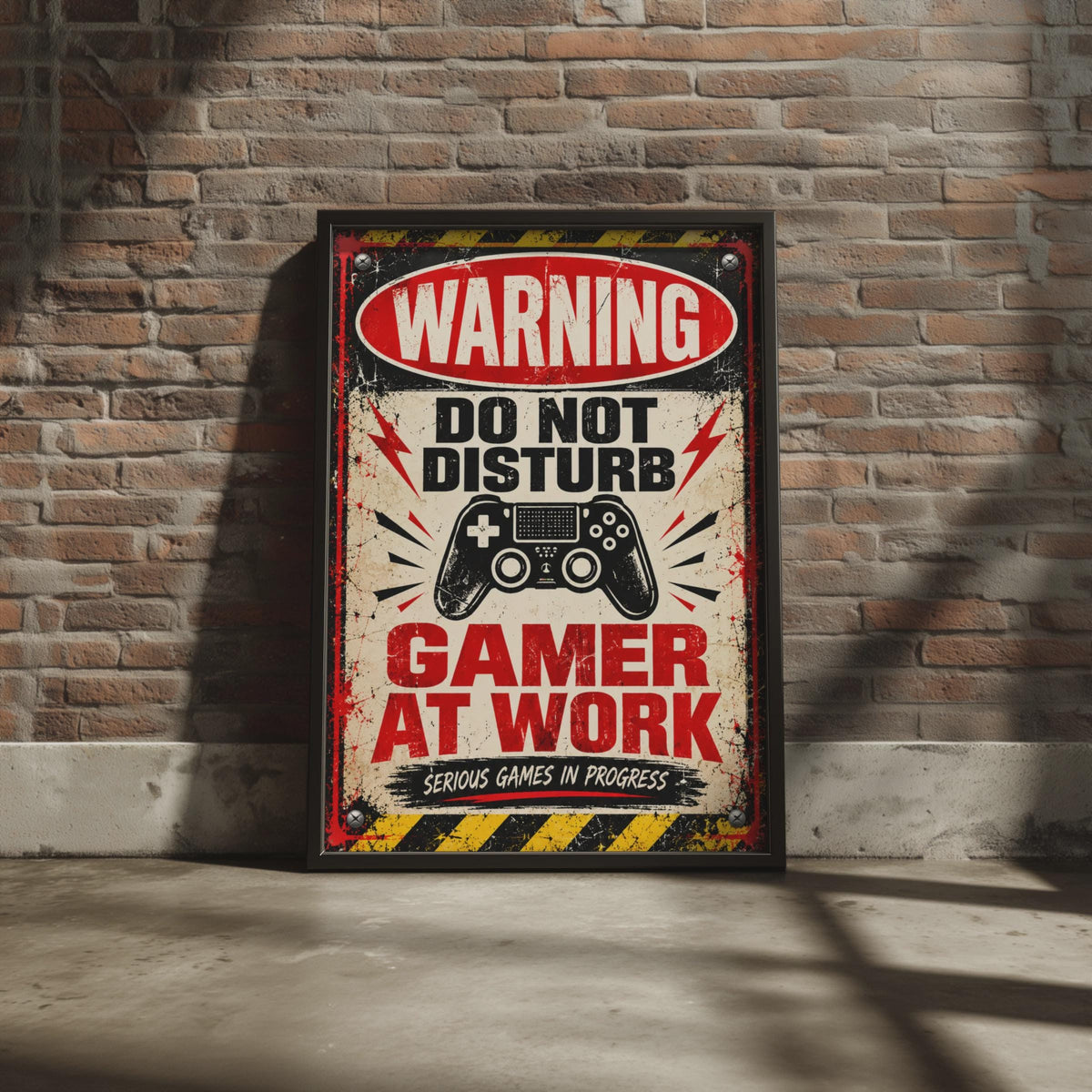 Retro Gamer Warning Sign Poster, Do Not Disturb Gaming Print, Boys Bedroom Wall Art