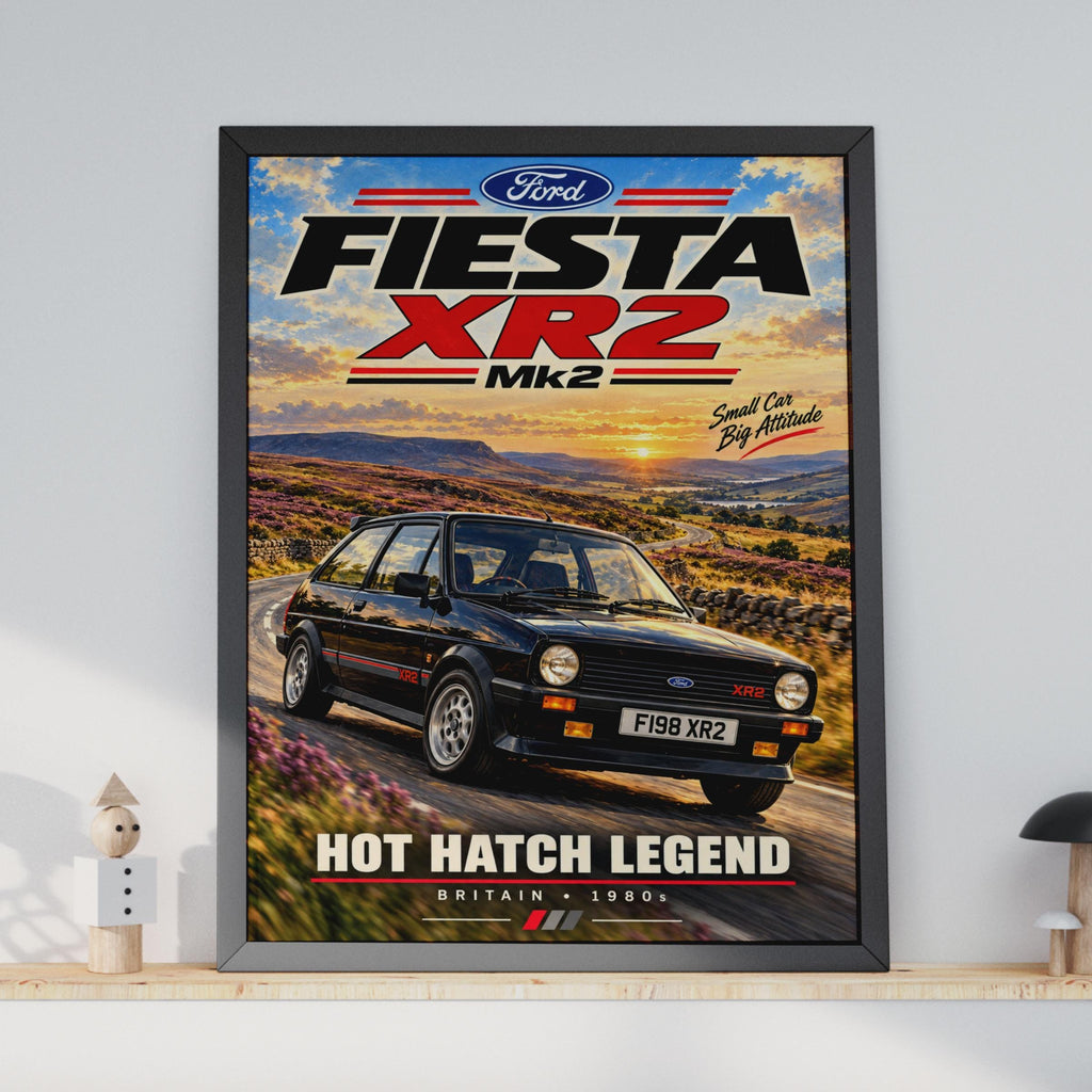 Ford Fiesta XR2 Mk2 Hot Hatch Legend Poster, 1980s British Car Art (A4)