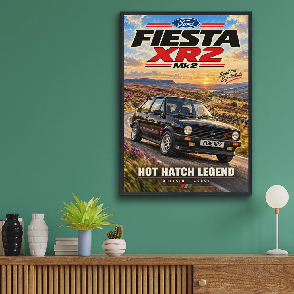 Ford Fiesta XR2 Mk2 Hot Hatch Legend Poster, 1980s British Car Art (A4)