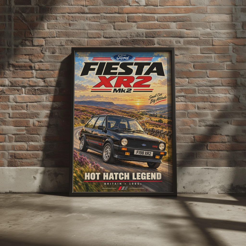 Ford Fiesta XR2 Mk2 Hot Hatch Legend Poster, 1980s British Car Art (A4)