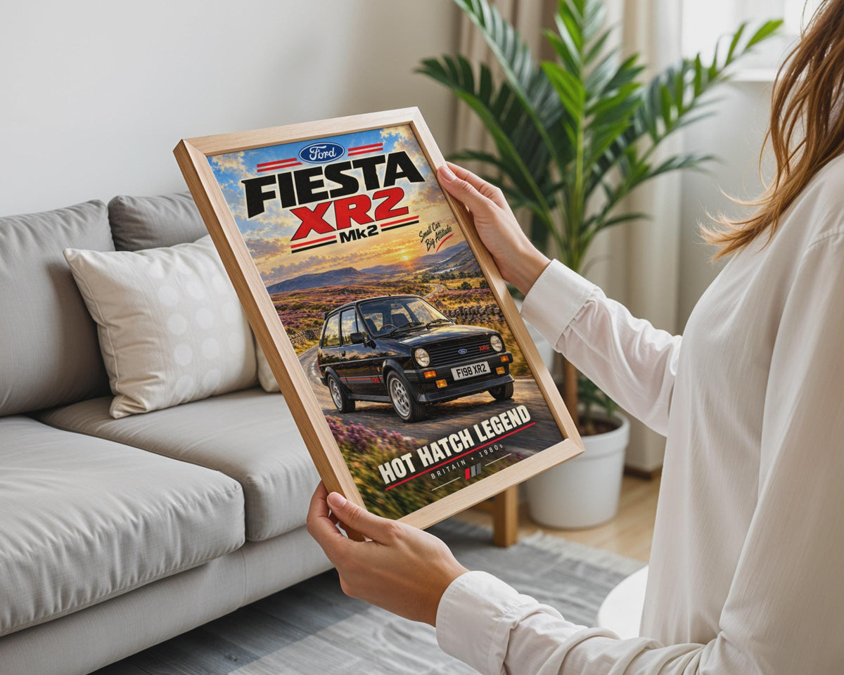 Ford Fiesta XR2 Mk2 Hot Hatch Legend Poster, 1980s British Car Art (A4)