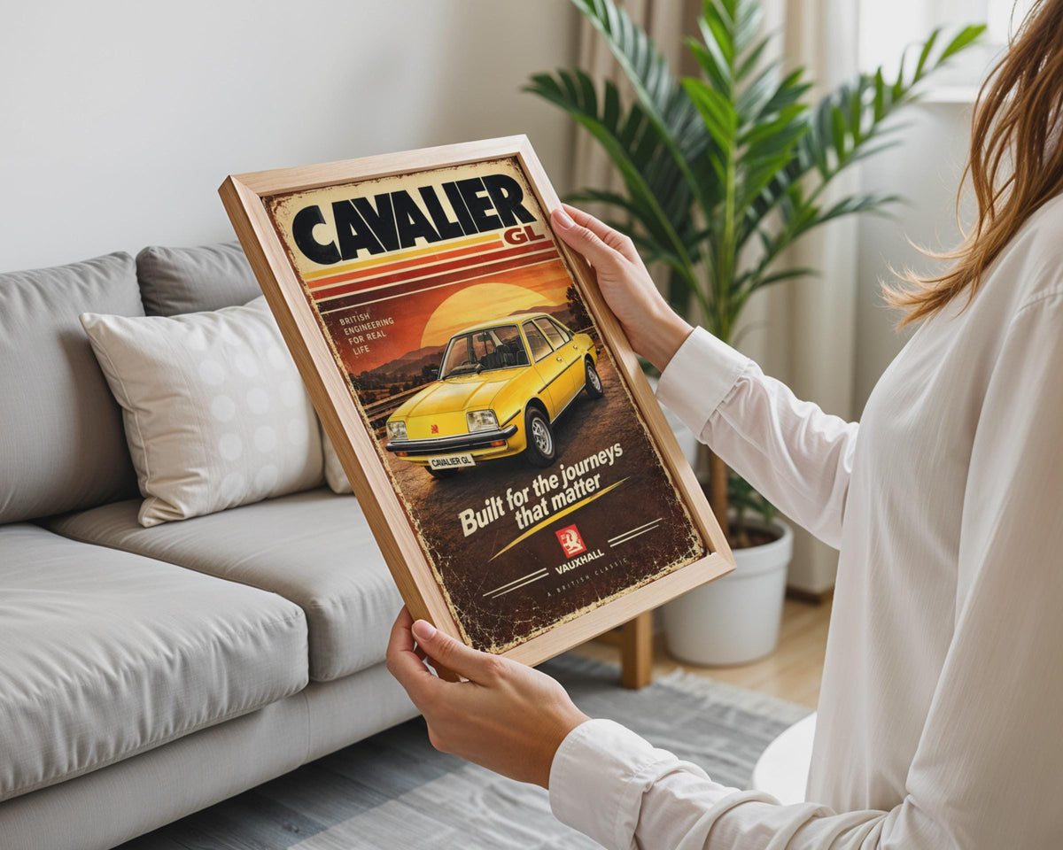 Vauxhall Cavalier GL Retro Car Poster, 1970s Vauxhall Brush Print, British Garage Wall Art