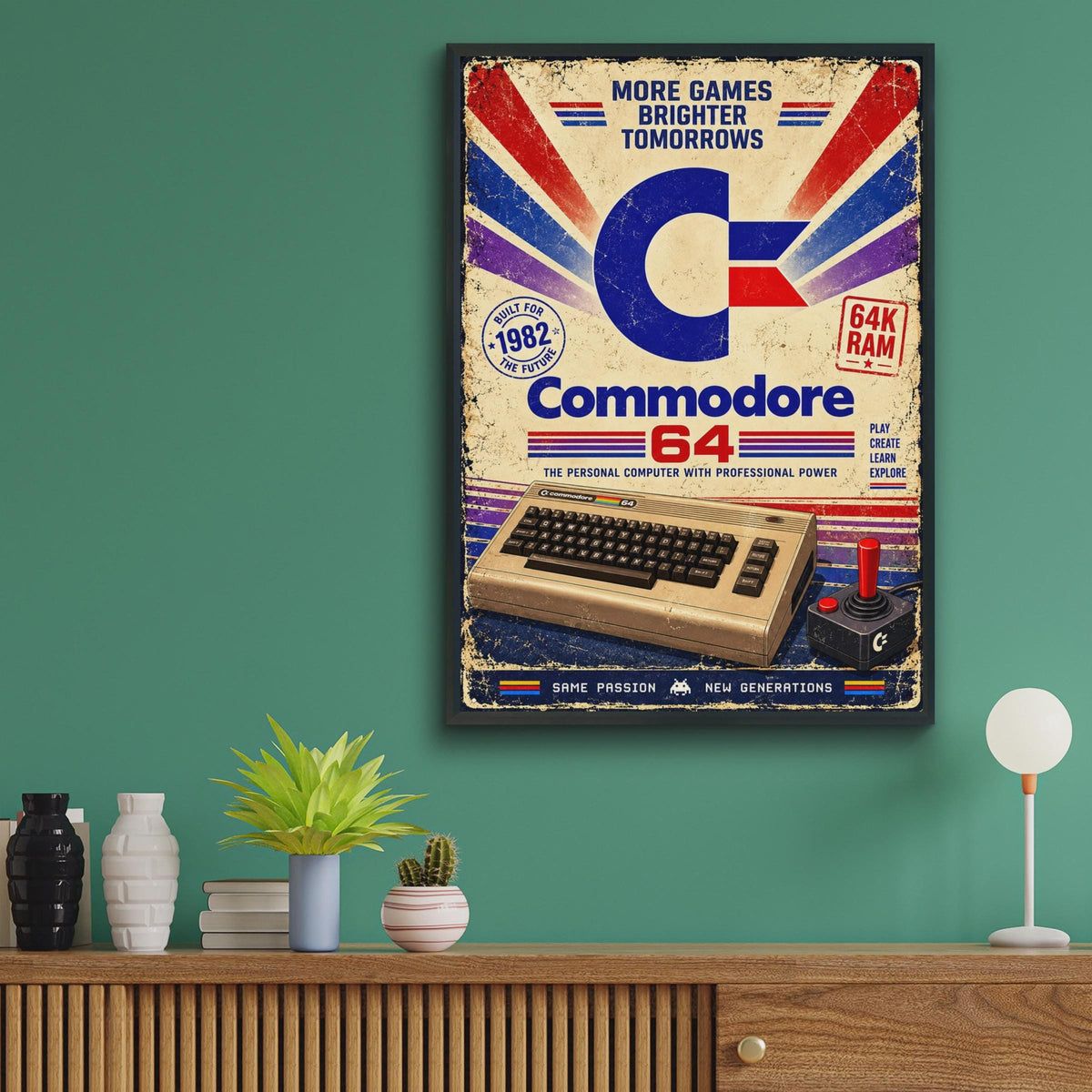 Commodore 64 Retro Gaming Poster, 1980s Tech Wall Art (Print)