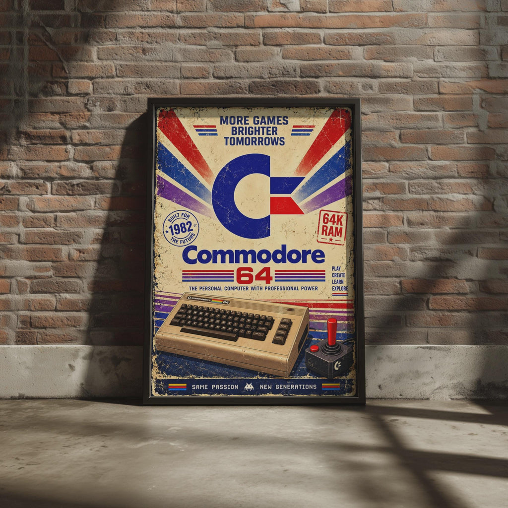 Commodore 64 Retro Gaming Poster, 1980s Tech Wall Art (Print)