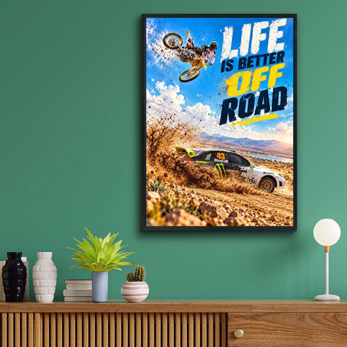 Motocross Rally Car Poster, Off-Road Racing Wall Art (Digital Download)