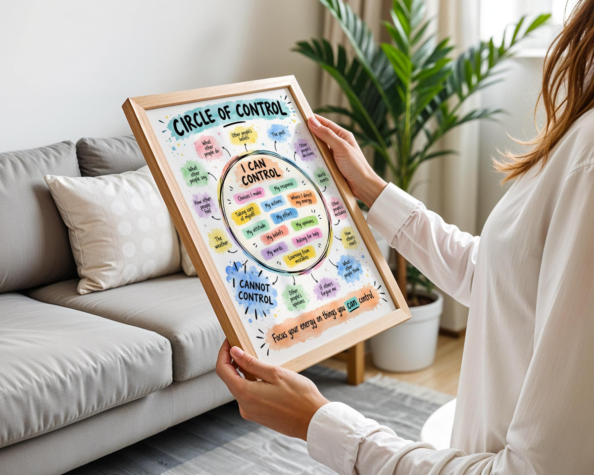 Circle of Control Poster, Mindfulness Wall Art, Anxiety Awareness Print (Physical)