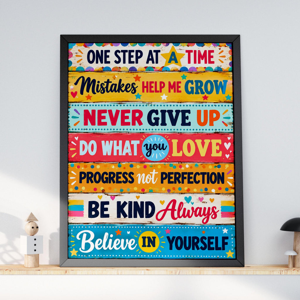 Motivational Quote Wall Art Print, Colourful Inspirational Poster, Kids Classroom Decor