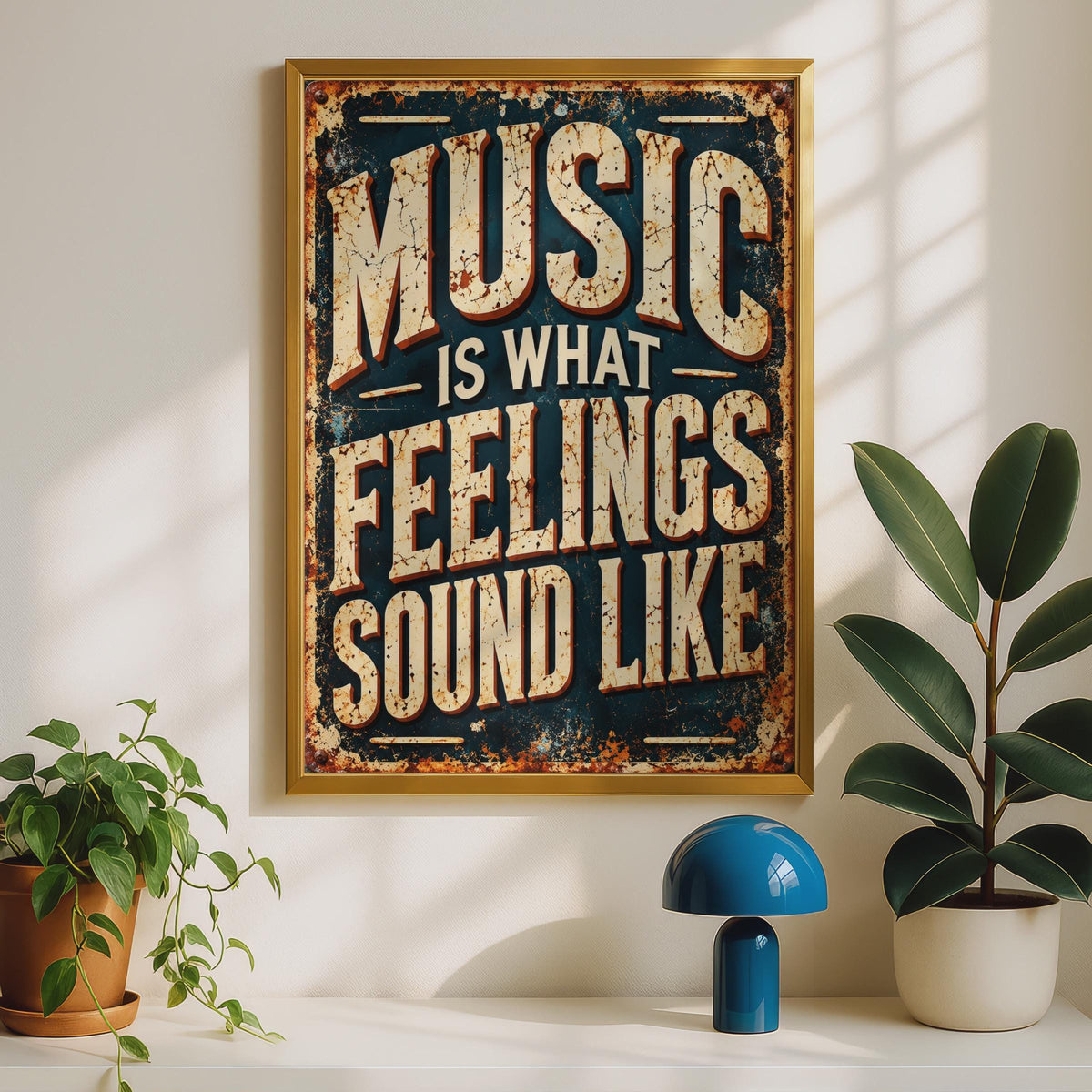 Vintage Rustic Music Quote Poster, Distressed Typography Print, Retro Wall Art (Ready to Frame)