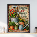 Gardening Makes Life Brighter Quote Print, Vintage Floral Poster, Garden Wall Art Gift