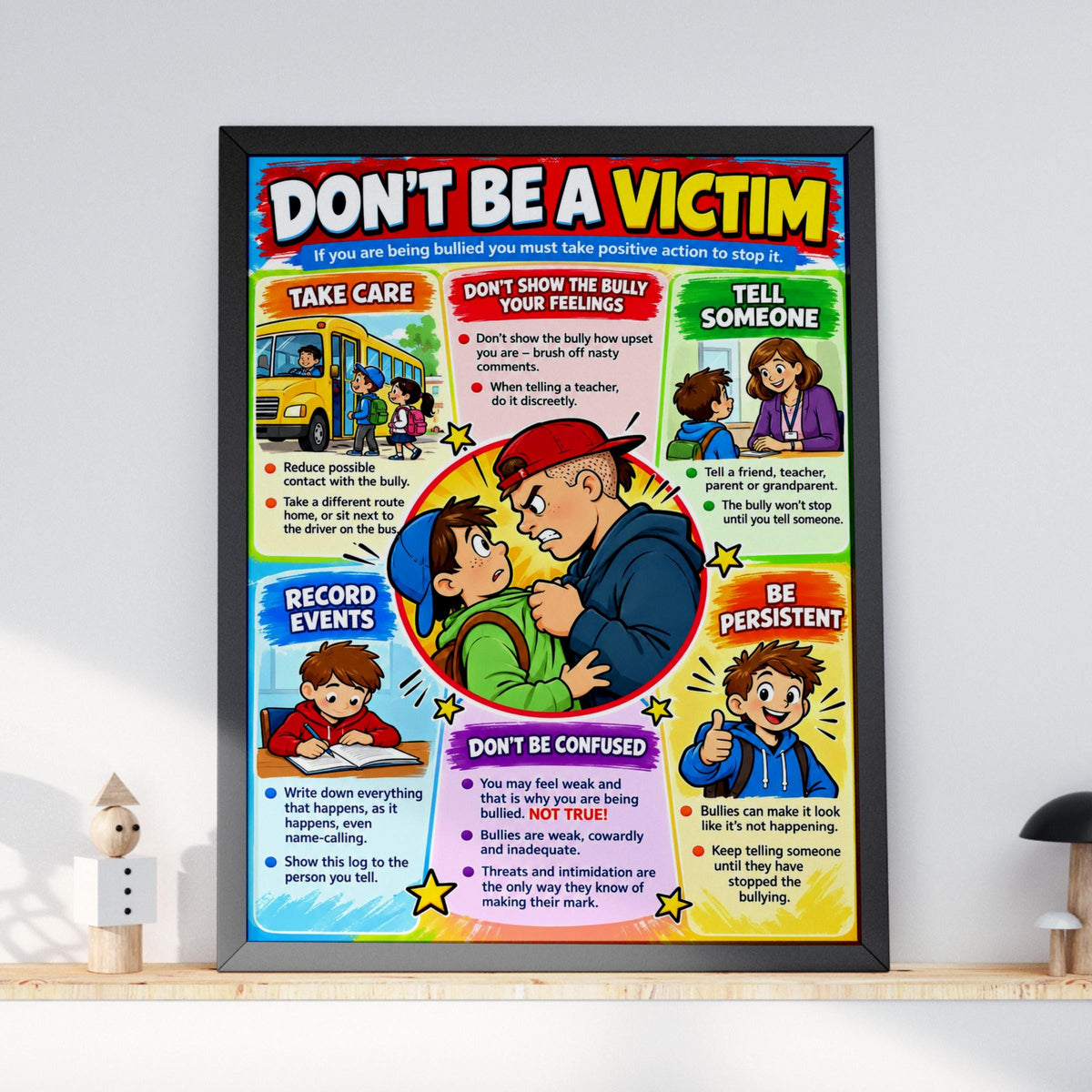 Anti Bullying Poster, Don't Be A Victim, School Classroom Wall Art, Kids Safety Print