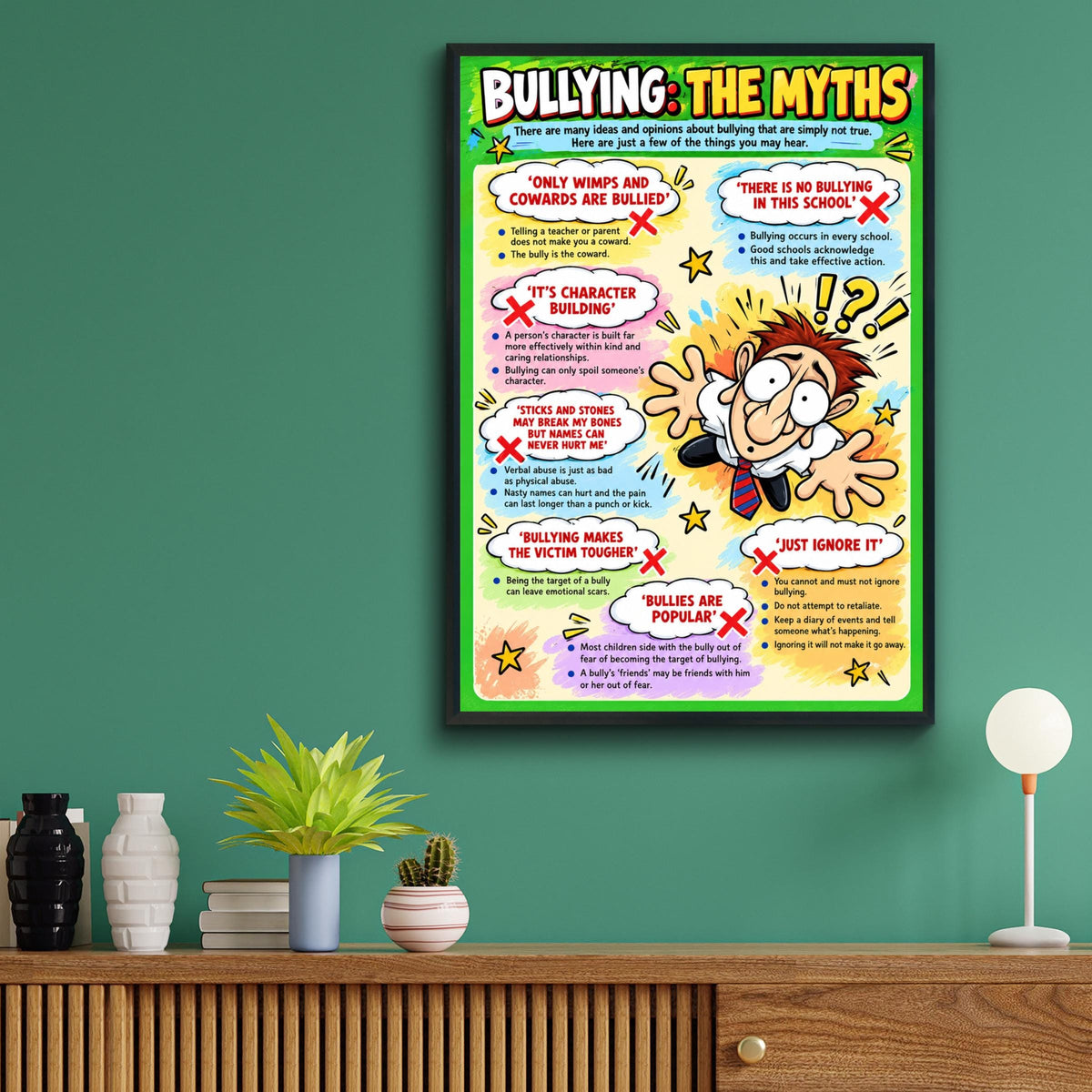 Bullying Myths School Poster, Anti-Bullying Wall Art Print, Classroom Awareness Chart
