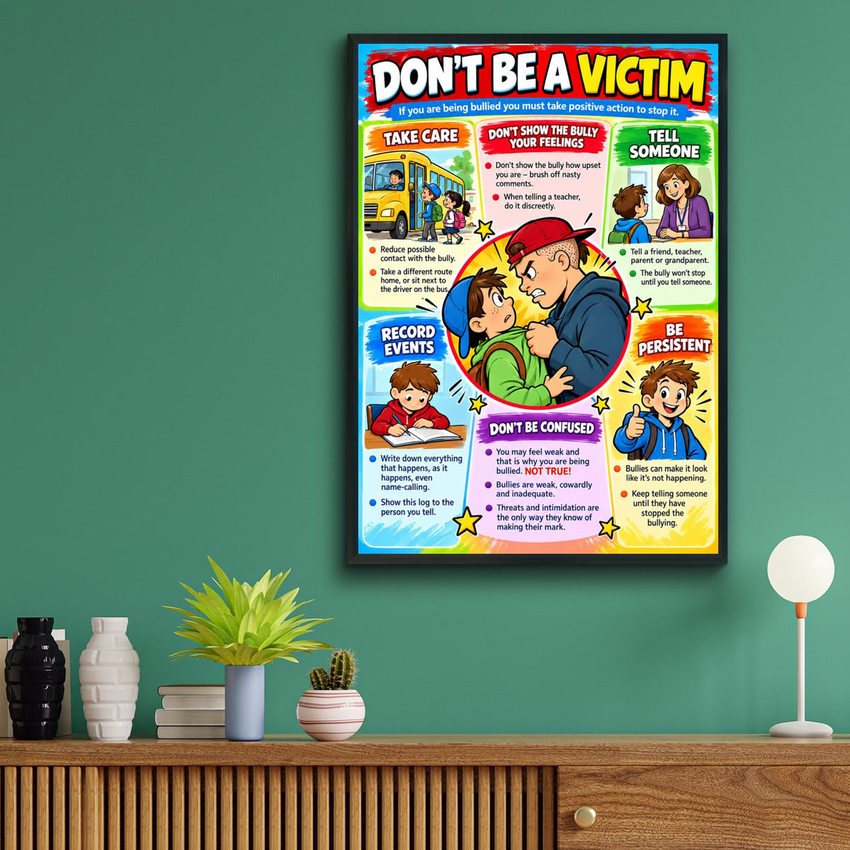Anti Bullying Poster, Don't Be A Victim, School Classroom Wall Art, Kids Safety Print