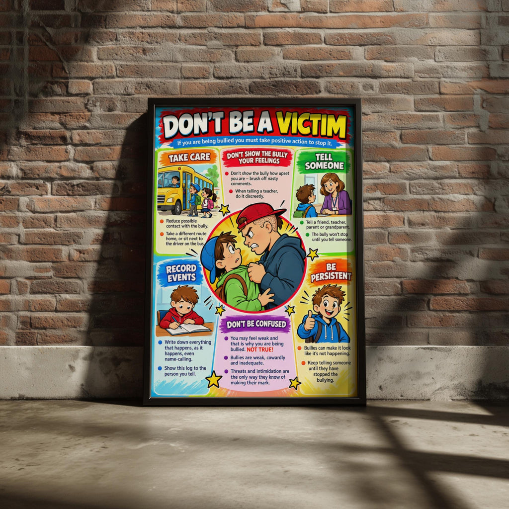 Anti Bullying Poster, Don't Be A Victim, School Classroom Wall Art, Kids Safety Print