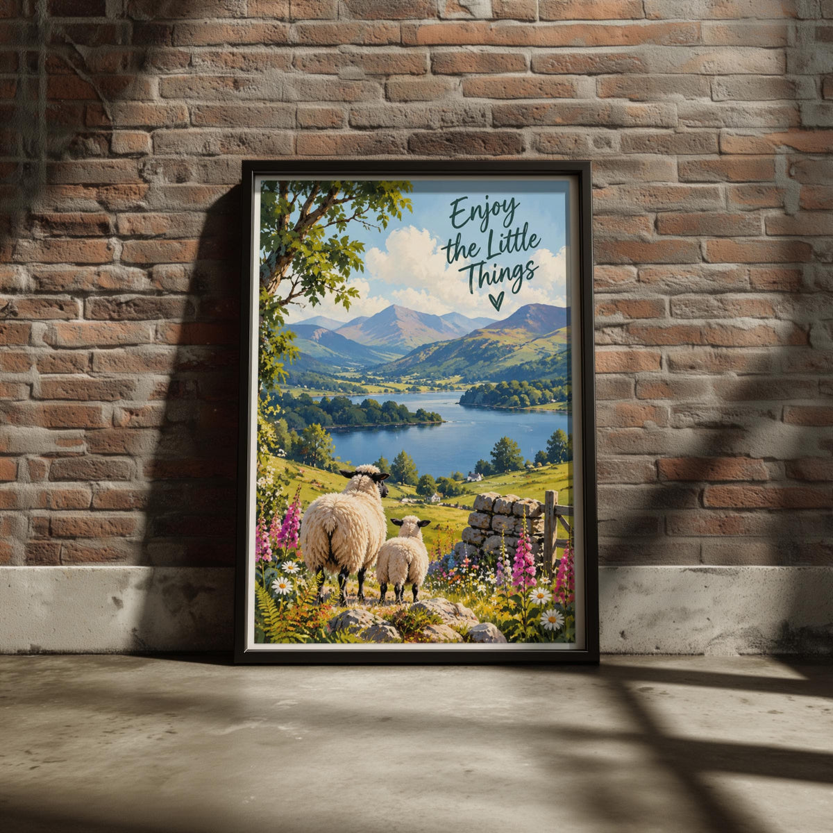 Enjoy the Little Things Sheep Lake District Print, Country Landscape Wall Art Poster