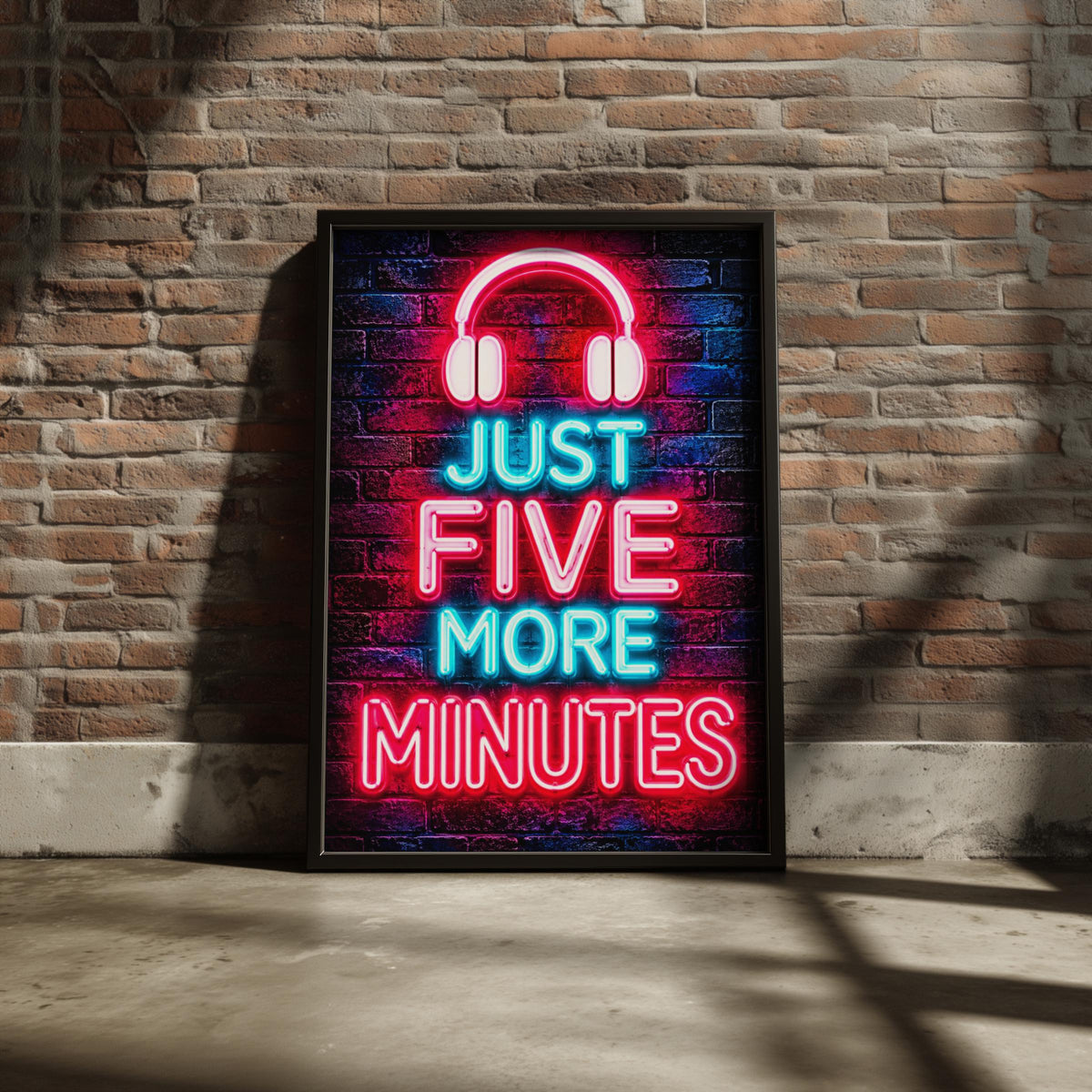 Neon Headphones Quote Print, Music Lover Wall Art (Ready to Frame)