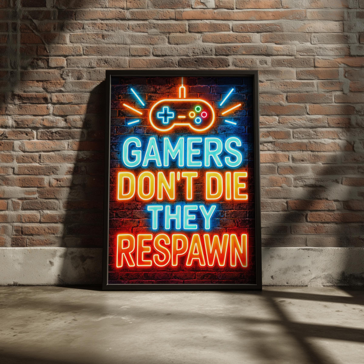 Neon Gamer Quote Print, Respawn Wall Art, Gaming Room Decor (Digital Download)