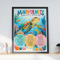 Mindfulness Sea Turtle Poster, Colourful Ocean Wall Art, Kids Calm Corner Print