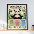 Mindfulness Panda Poster, Cute Meditation Wall Art, Kids Calm Corner Print, Wellbeing