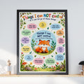 Things I Cannot Control Fox Poster, Let Go Mindfulness Wall Art, Kids Classroom Print