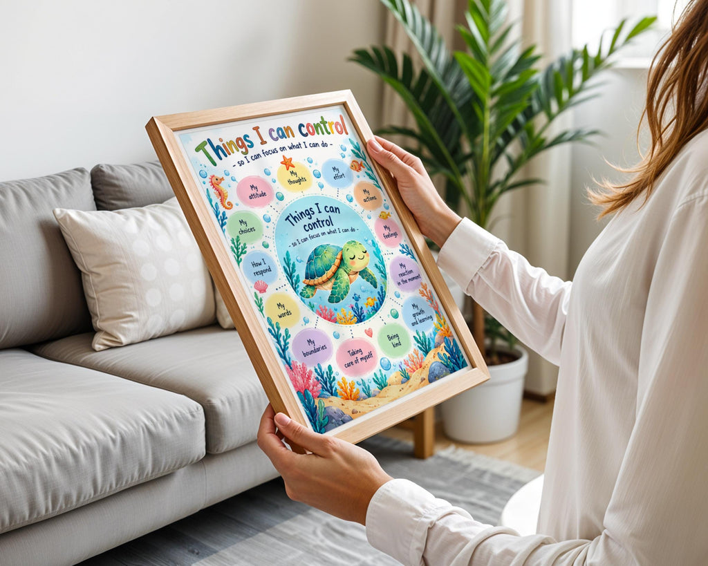 Things I Can Control Turtle Poster, Kids Mindfulness Wall Art, Classroom Growth Mindset Print