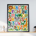 Safari Alphabet Poster, Jungle Animal ABC Wall Art, Kids Nursery Print (Physical Poster)