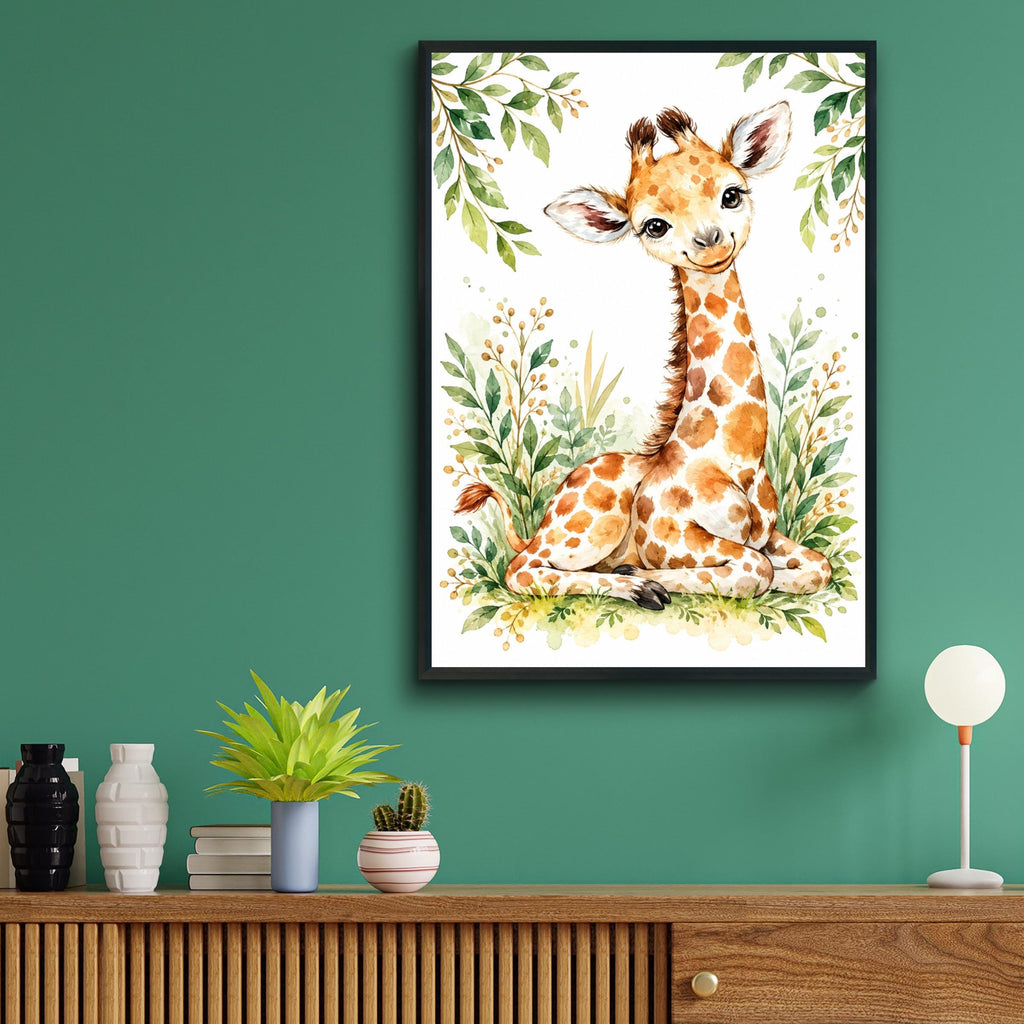 Watercolour Baby Giraffe Nursery Print, Safari Jungle Wall Art (Physical Print)