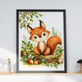Watercolour Squirrel Nursery Print, Forest Nature Wall Art (A4)