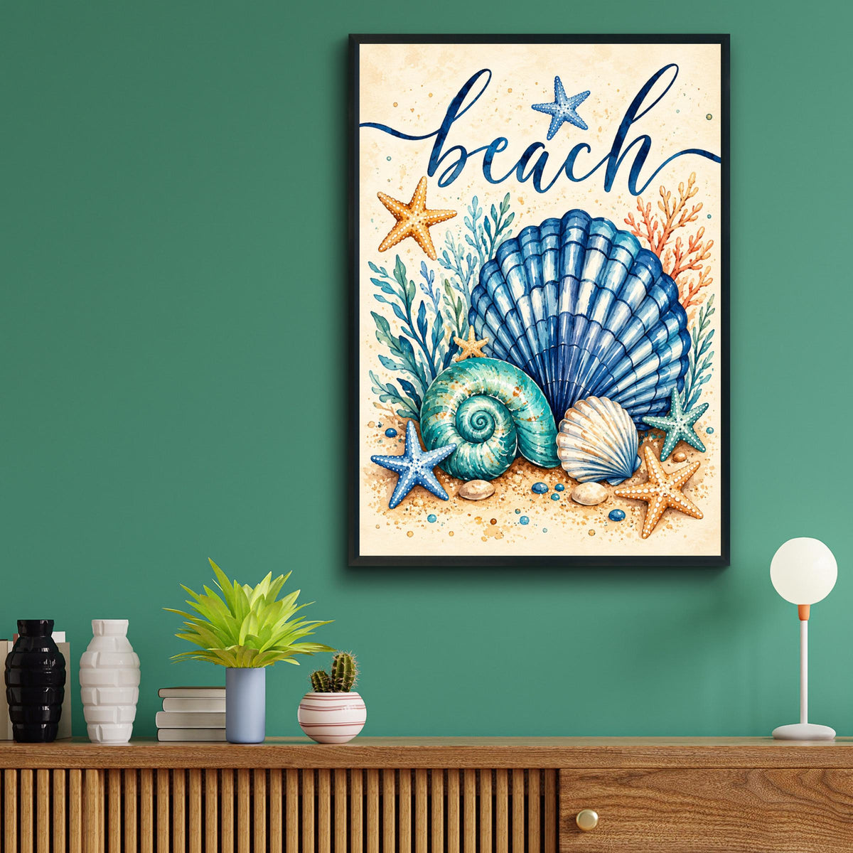 Beach Coastal Watercolour Poster, Nautical Ocean Print, Seaside Home Gift