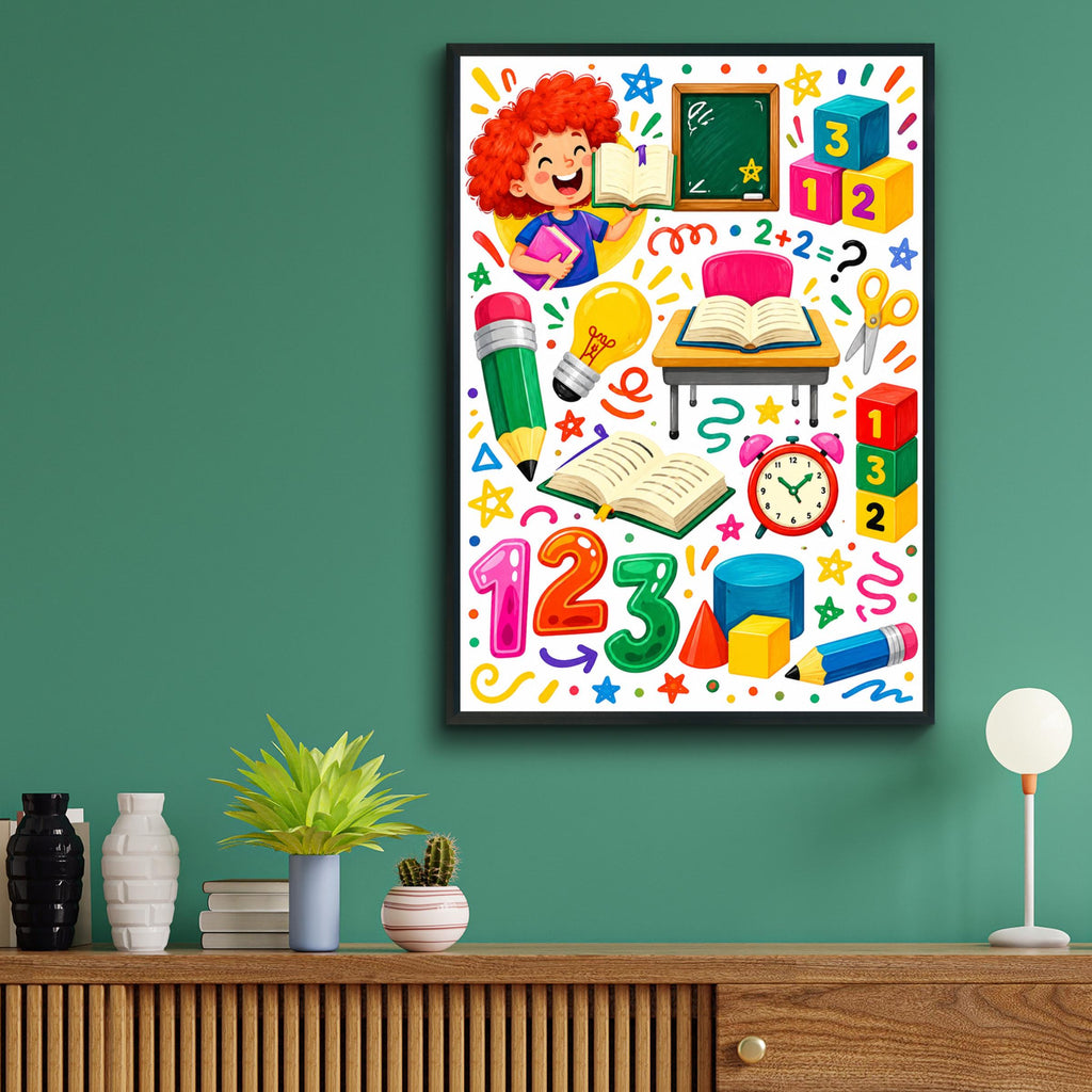 Colorful School Learning Poster, Kids Classroom Wall Art, Numbers Alphabet Print (Digital Download)