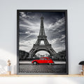 Eiffel Tower Red Citroen 2CV Poster, Black White Paris Wall Art Print (Digital Download)