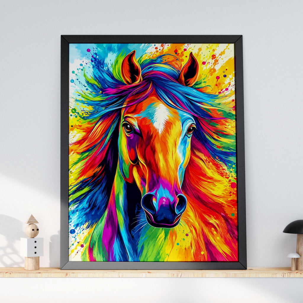 Rainbow Horse Pop Art Print, Bold Equine Wall Decor, Vibrant Animal Poster