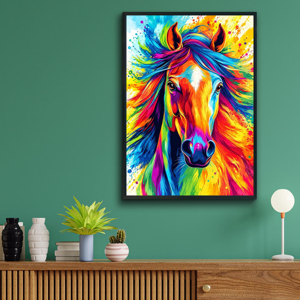Rainbow Horse Pop Art Print, Bold Equine Wall Decor, Vibrant Animal Poster