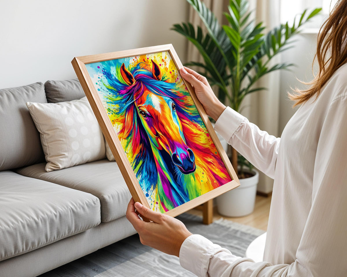 Rainbow Horse Pop Art Print, Bold Equine Wall Decor, Vibrant Animal Poster