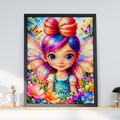 Rainbow Fairy Garden Watercolour Print, Cute Fairy Girl Poster, Butterfly Flower Nursery Wall Art