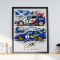 Colin McRae Rally Car Poster, Subaru Impreza Ford Focus WRC Print (Watercolour Style)