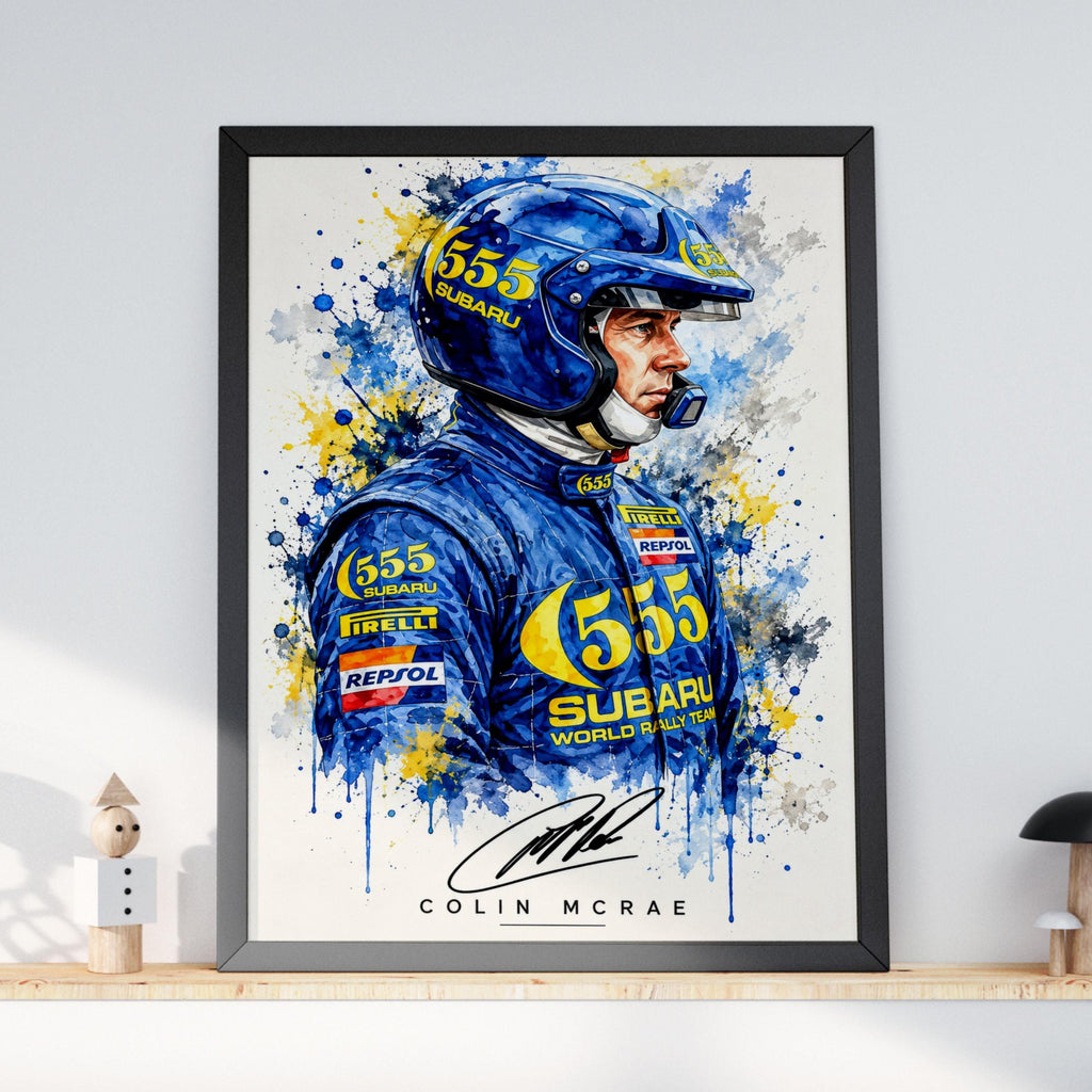 Colin McRae Watercolour Poster, Subaru World Rally Team Art (A4)