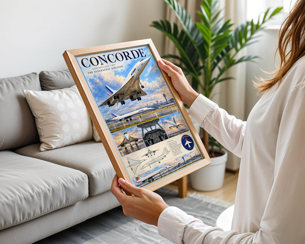 Concorde Supersonic Airliner Poster, Air France British Airways Aviation Art (Print)