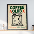 Retro Coffee Club Espresso Machine Poster, Vintage Cafe Wall Art (Print)