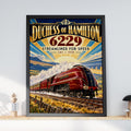 Duchess of Hamilton 6229 LMS Steam Train Poster, Art Deco Railway Print (1938)