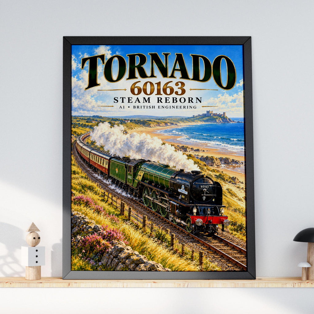 Tornado 60163 Steam Train Poster, British Railway Coastal Art (A1)