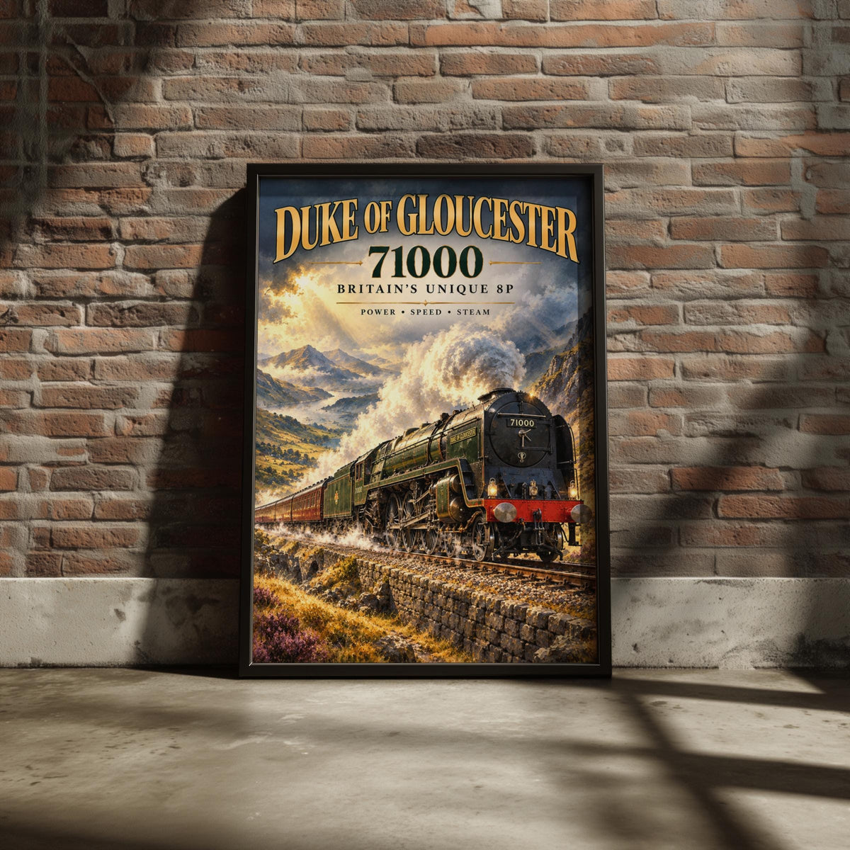 Duke of Gloucester 71000 Steam Train Poster, British Railways Art Print, Vintage Locomotive Wall Art