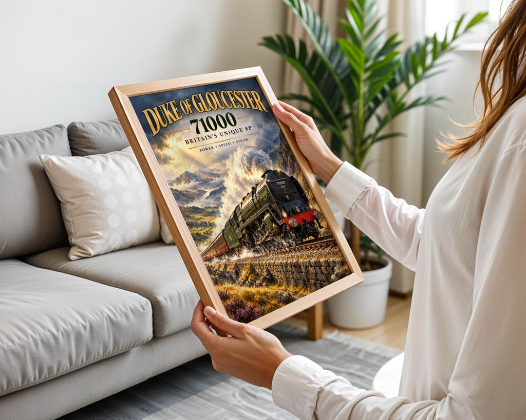 Duke of Gloucester 71000 Steam Train Poster, British Railways Art Print, Vintage Locomotive Wall Art