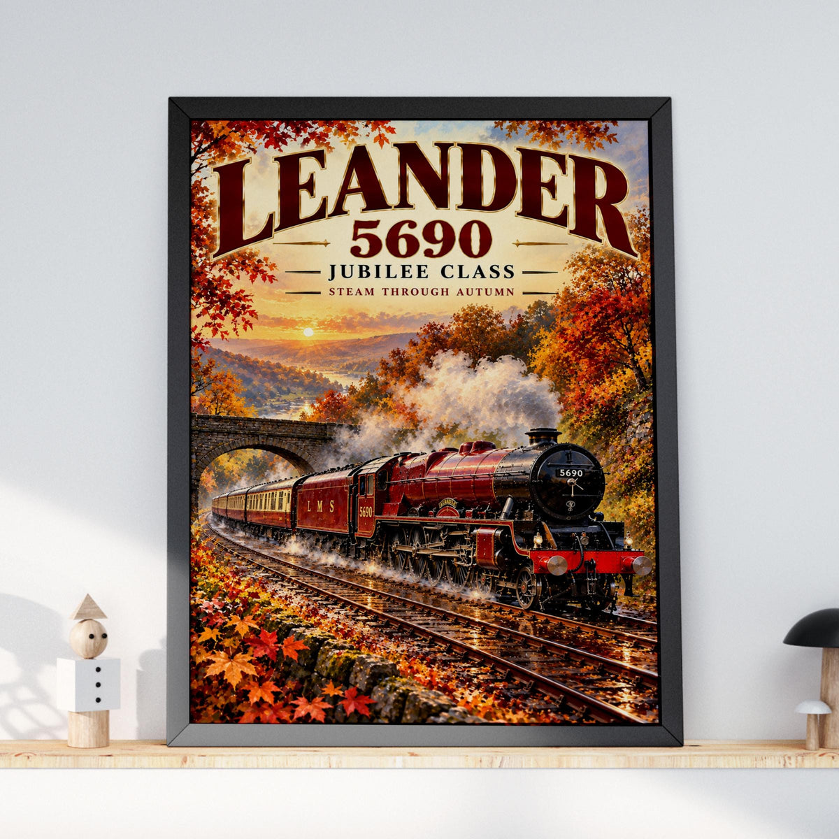 Leander 5690 Jubilee Class Steam Train Poster, Autumn Landscape Art Print (Digital Download)